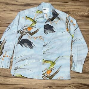 Tori Richard Light Blue Botanical Print Shirt